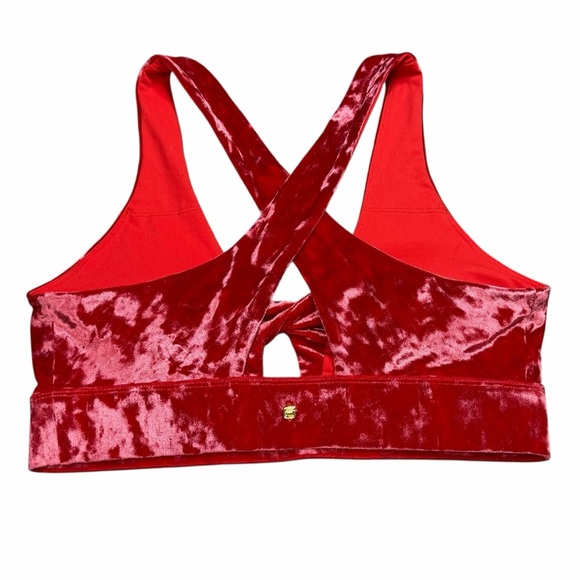 Fabletics Strawberry Red Crushed Velour Sports Bra & Cropped Hoodie - S & XS - Picture 10 of 16